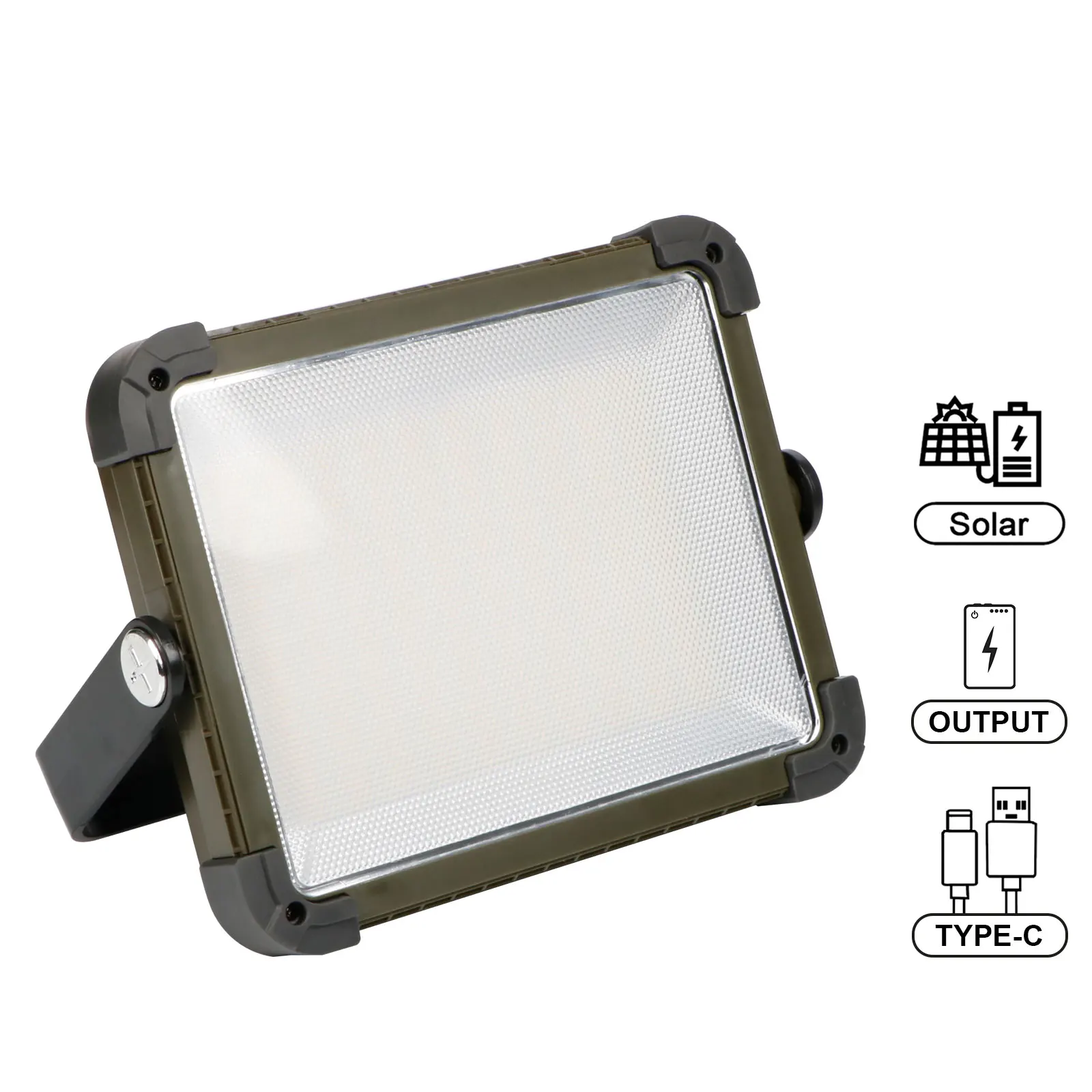 LED USB Rechargeable IP65 Waterproof Lamp Solar Portable Flashlight Lantern Handheld Searchlight for Outdoor Work Camping Hiking