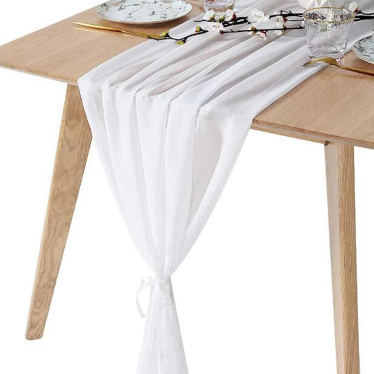 Wedding fabric comfortable white table runner daily home decor chiffon table runner