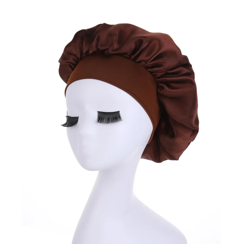 Wholesale Fashion Beauty Hair Bonnet Hats Custom Logo Satin Silk Night Sleep Hair Bonnet Hats For Women