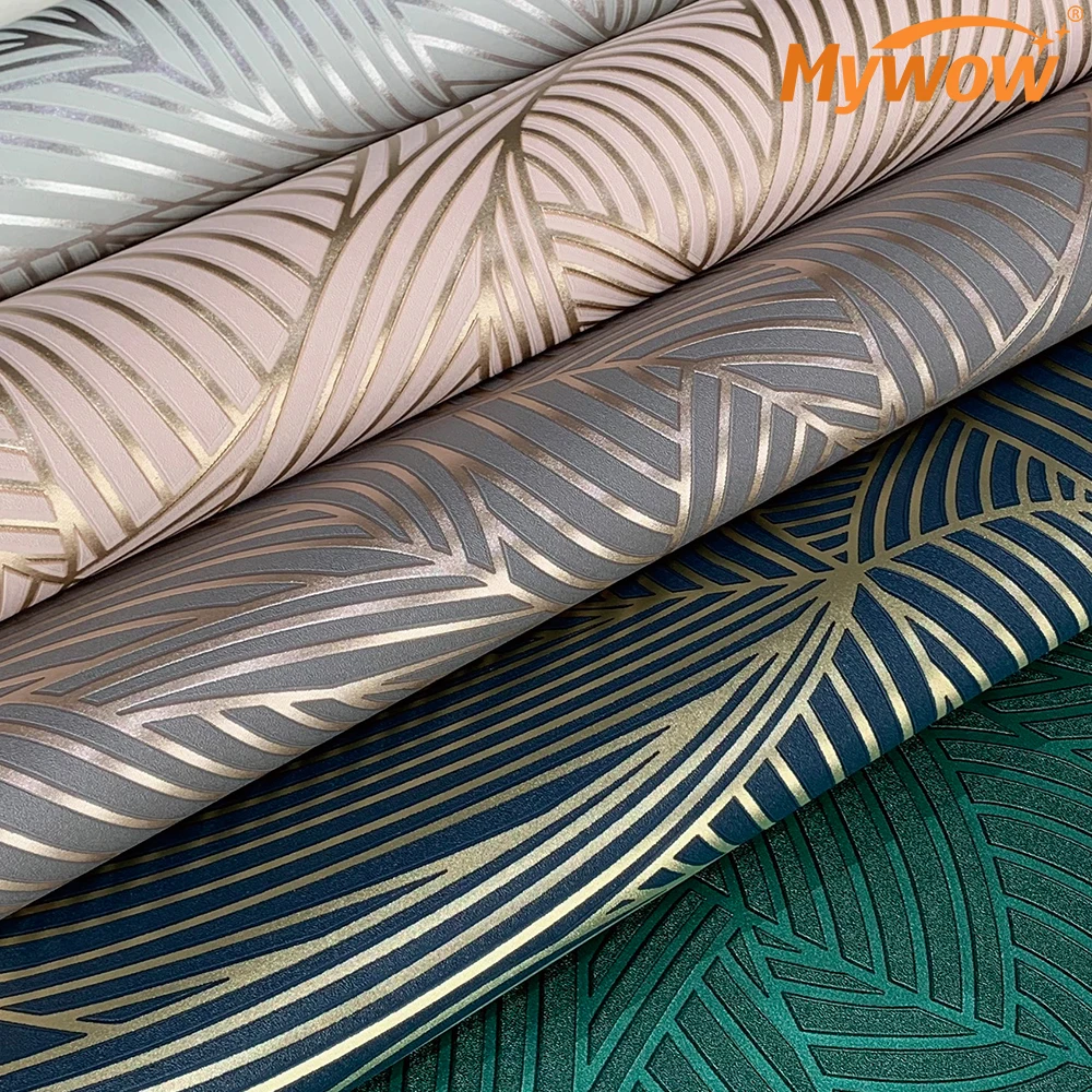 MyWow Home Wall Paper 3d Metallic Wallpaper Raised Screen Printed Pvc Metallic Wallpaper With Foil Lamination