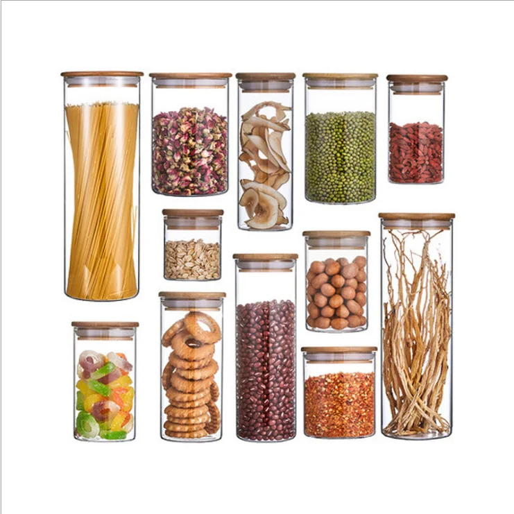 Kitchen Canister Glass sealed storage tank Leakproof Rubber Ring Food Grade Dry Food Storage Pasta Container