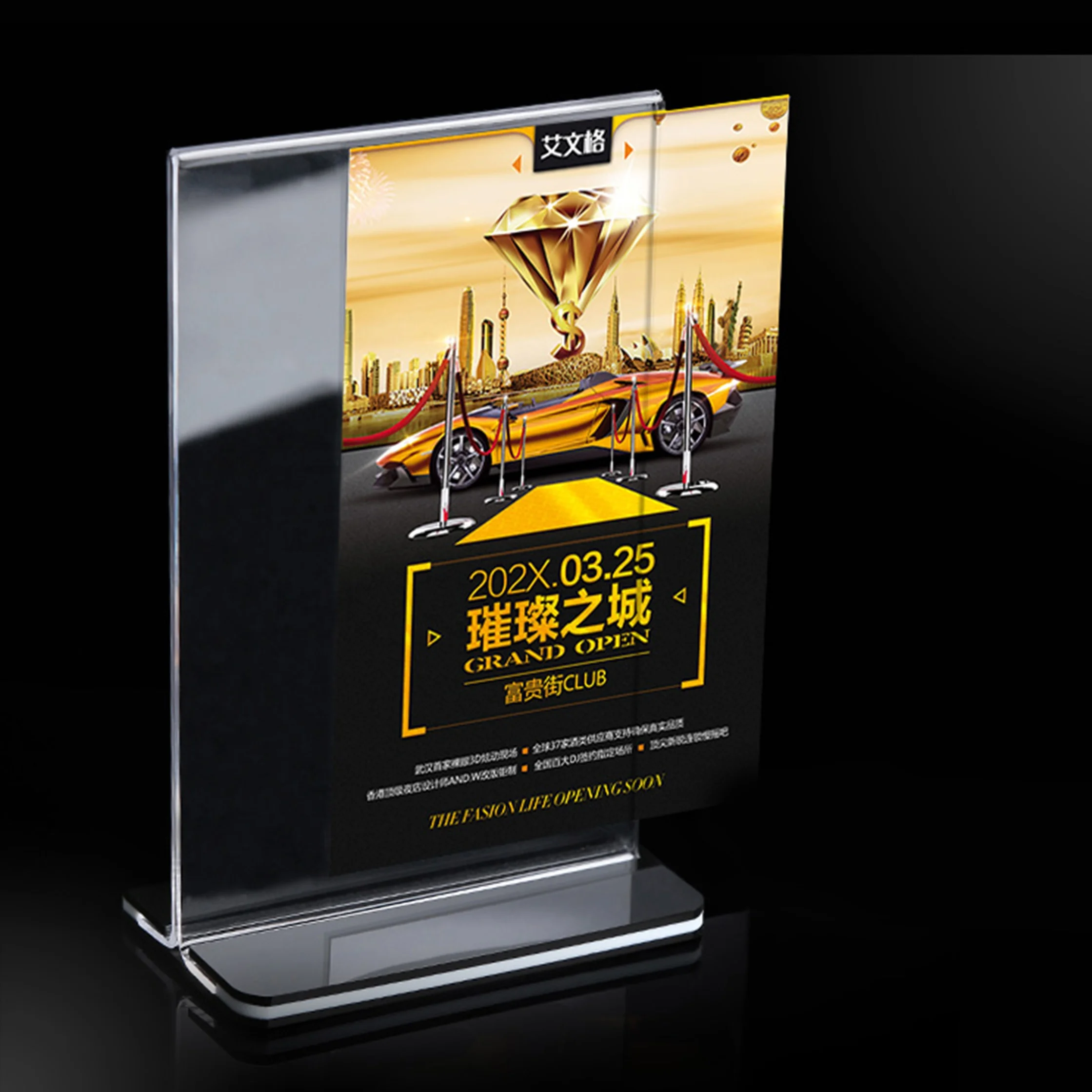 Double Sided Menu Card Holder Clear 5x7 2mm Thickness Acrylic  Restaurant Acrylic Stand Sign with Thick Base