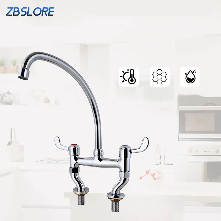 Mixer Tap Faucet Universal Kitchen Sink Long Spout Head Hot Cold Water Mixer Tap Faucet