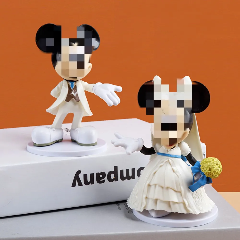 2pcs/set Mickey & Minnie Model Figure Cartoon Wedding Car Decoration For Lovers Gift
