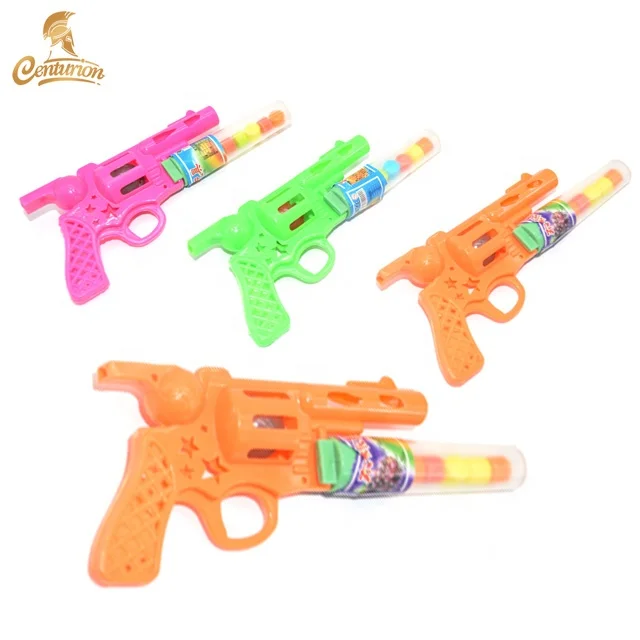 shantou wholesale mini gun shaped whistle toy candy for kids