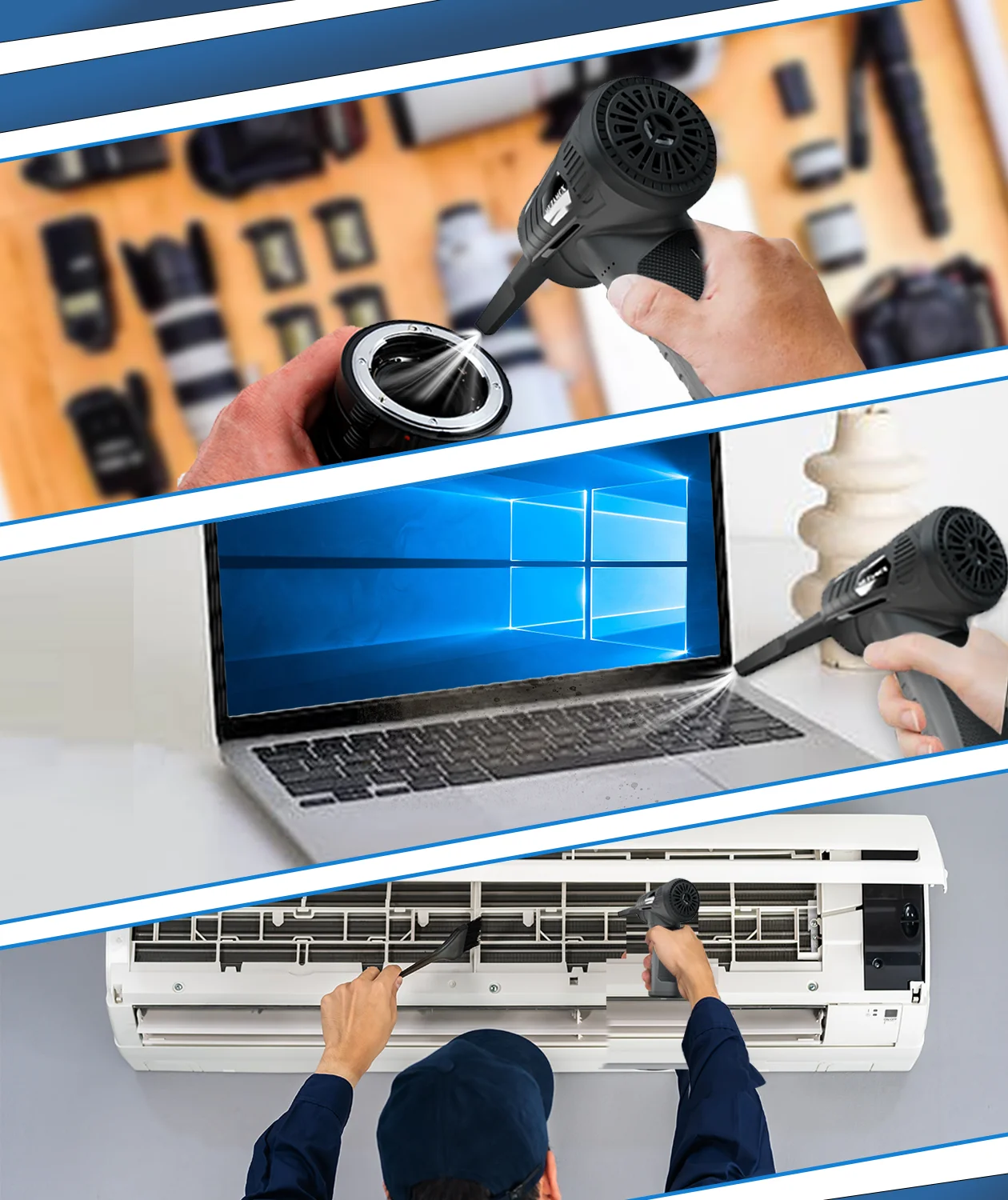 Cordless AIR Duster and vacuum 2 in 1 3 Gear Speed 51000 Rpm, Rechargeable Blower for Computer, Keyboard and Electronics Clean