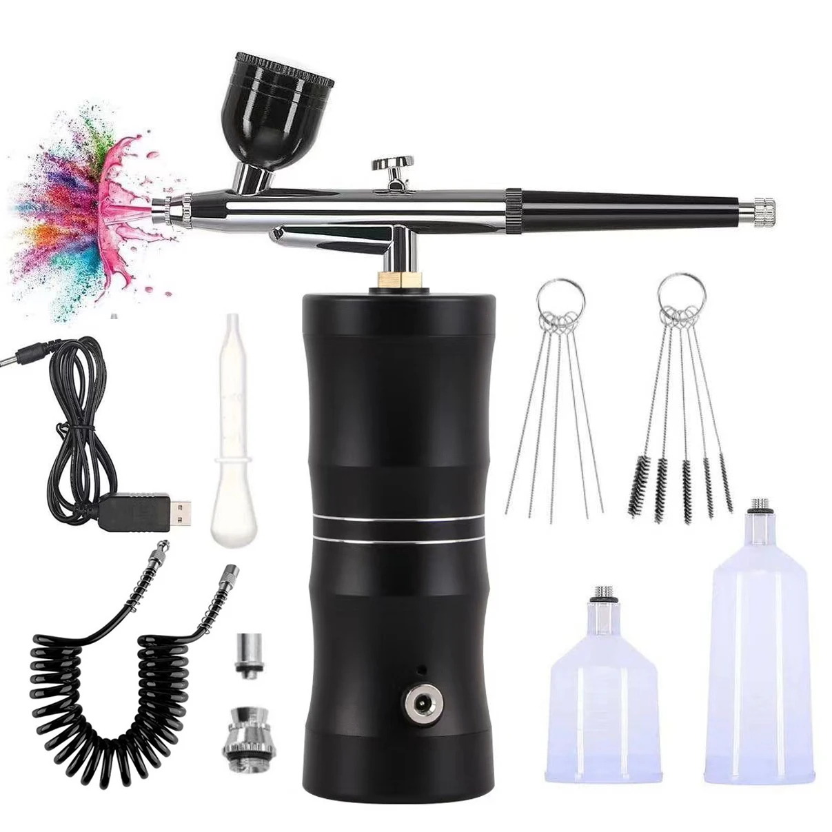 Airbrush Kit with Compressor Handheld Mini Makeup Air Brush Gun Set Portable High Pressure Air Brushes for Painting Nail Art