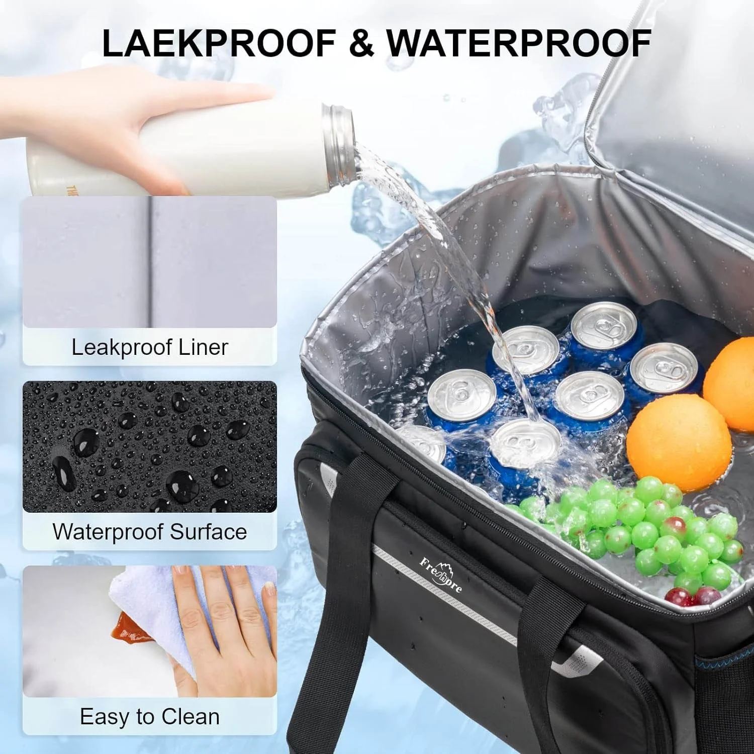 Backpack Cooler with Double Decker &  Keeps 48 Cans Cold  Waterproof & Leak Proof Insulated Bag