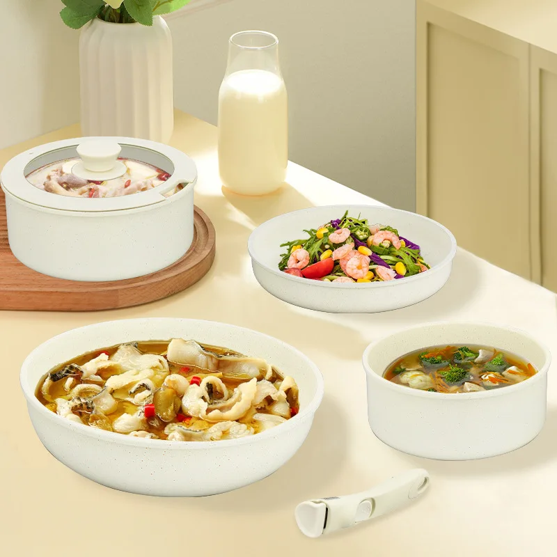 OWNSWING 11 Pieces Detachable Handle Cookware Set Home Non Stick Frying Pan Outdoor Sets Camping Portable Cooking Pot Sets