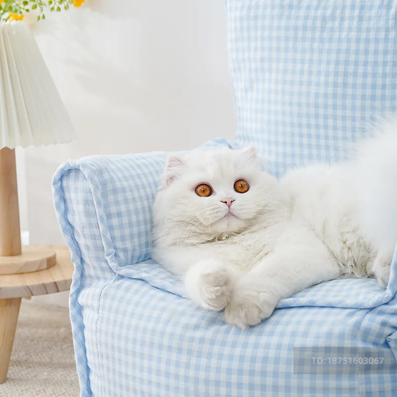 SUREWALHOME Pet Couch Sofa Bed Washable Cat Beds Durable Cat Sofa with Non-Slip Bottom Fashion Style Pet Sofa Chair