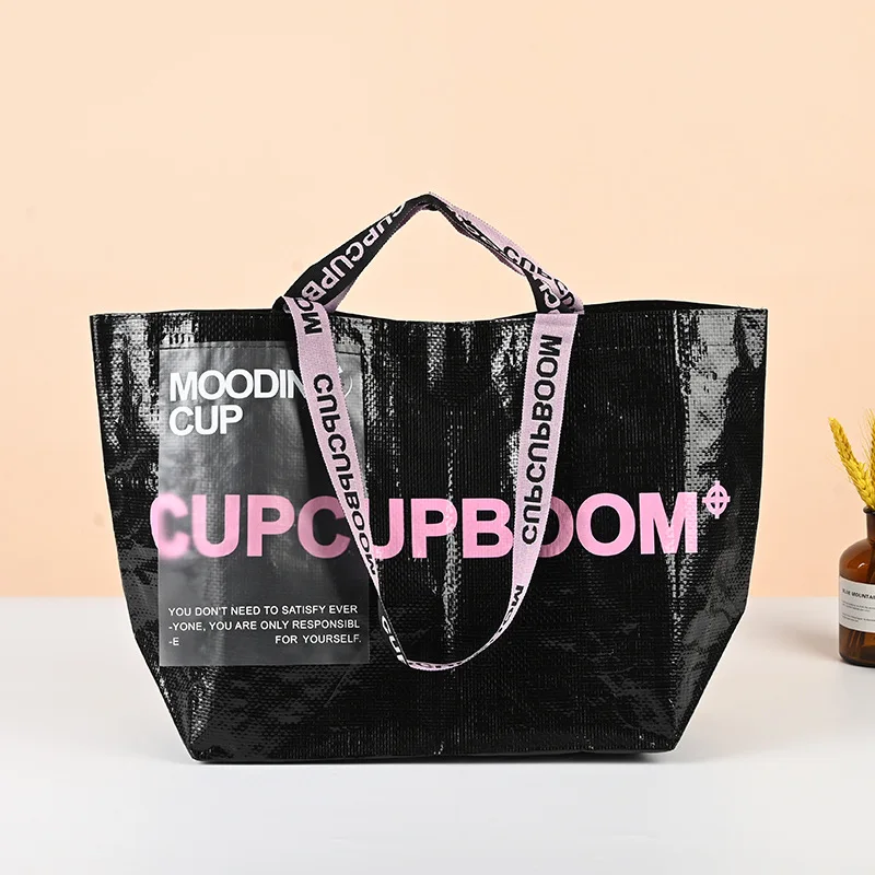 Recyclable Durable Custom Logo Laminated Pe Pp Woven Shopping Bag Tote