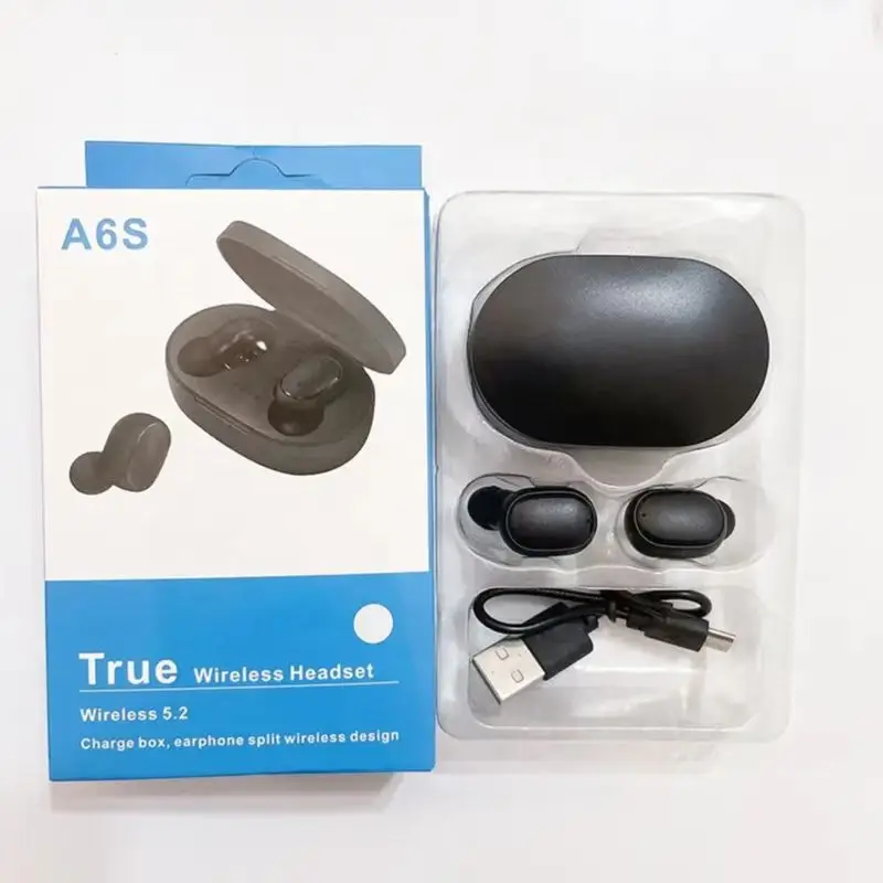 A6s TWS earbuds Waterproof sport in-ear earphones gaming wireless bluetooth headset noise cancelling headphones