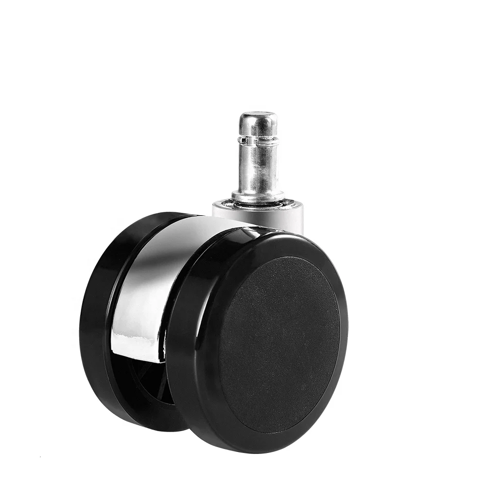 WINQO 60 mm Mobile PVC Chair Roller Electroplate Silver Bracket Furniture Casters with pin 11*22