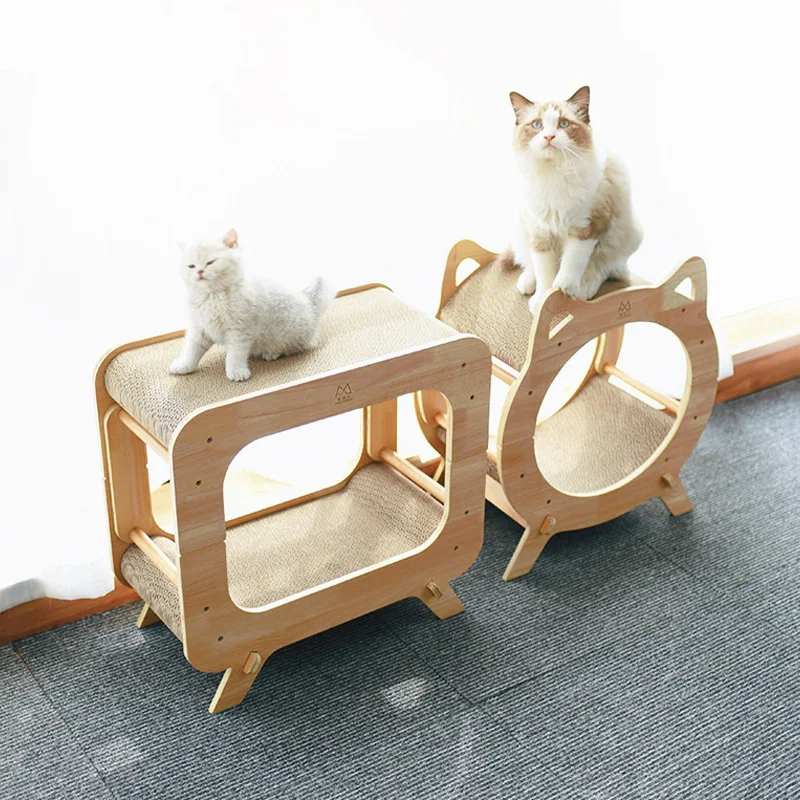 Pet Factory Cat Tree House Paper Cardboard Cat Scratcher Cave Wooden Cat House