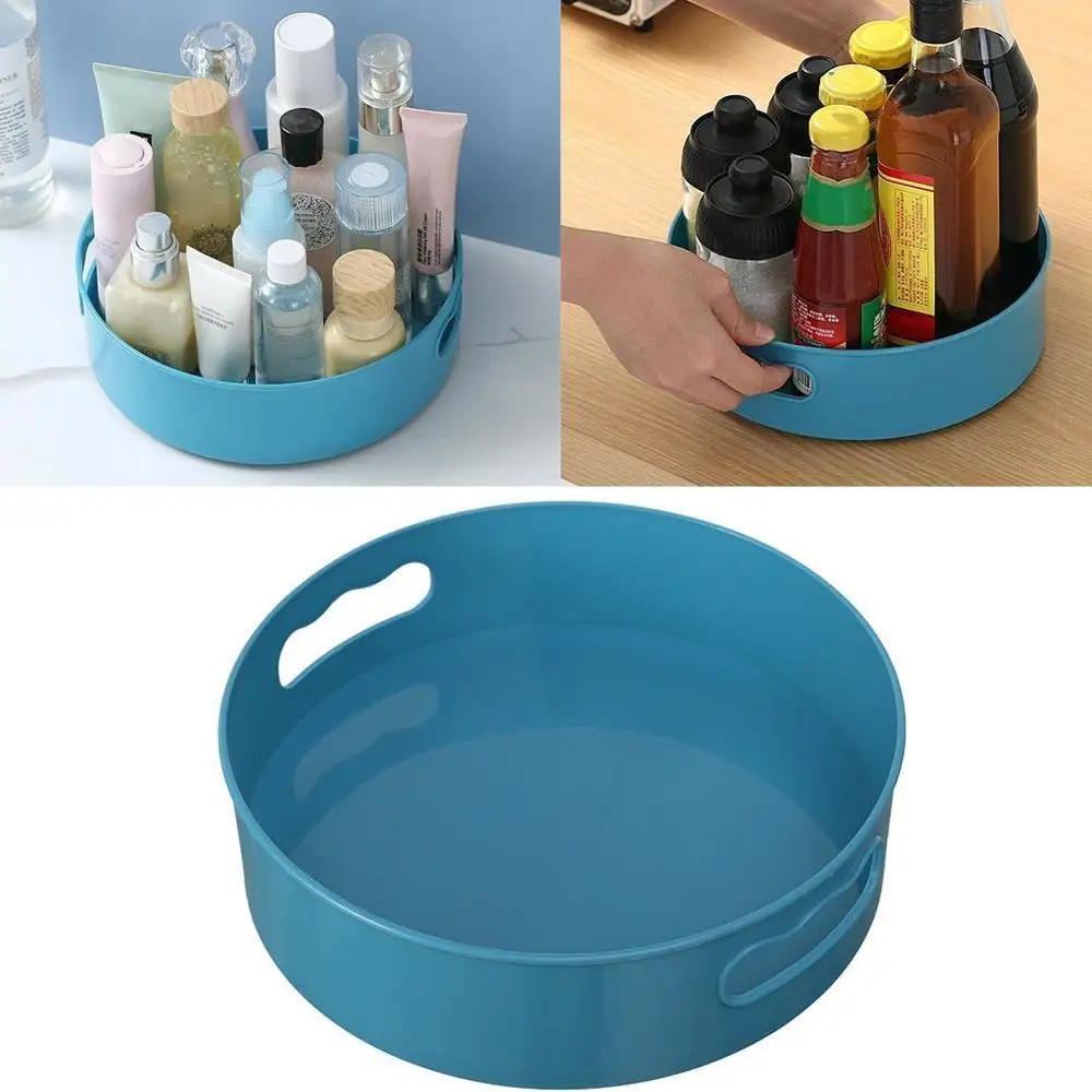 Non-Slip Rotating Storage Tray Fruit Snack Dried Storage Plate Multifunctional Plastic Desktop Organizer For Kitchen Bathroom