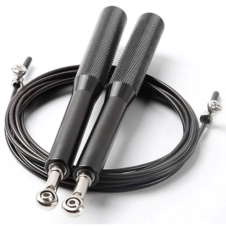 
Custom Black/Color Mma Sport Cable Ball Bearing Aluminium Handle Steel Wire Speed Skipping Jump Rope 
