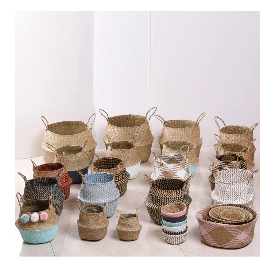 rattan vase flower pot holder plant storage wicker canasta para flores jute flower pot covers natural rattan Flower Pots Cover