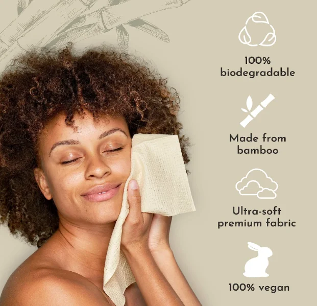 100% Bamboo Fibers  Dermatologist Approved Clean Towels XL, Disposable Face Towel
