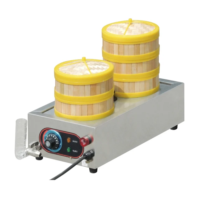 Stainless Steel Counter Top Electric 2 head bun Steam machine for Restaurant Breakfast Steamer
