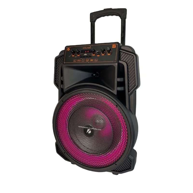 KTS 12 Inch Trolley Blue tooth speaker karaoke super Bass portable speaker with Led RGB light KTS-1640