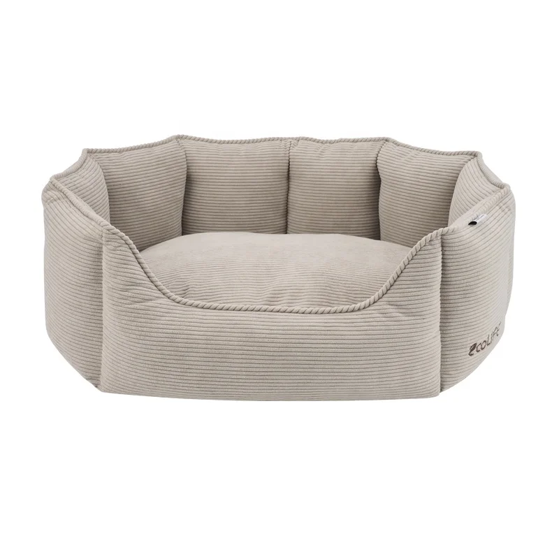 Пепи приятели Экологически чистая переработанная полосатая кровать для собак RPET ткань GRS и OEKO-TEX круглая домашних животных