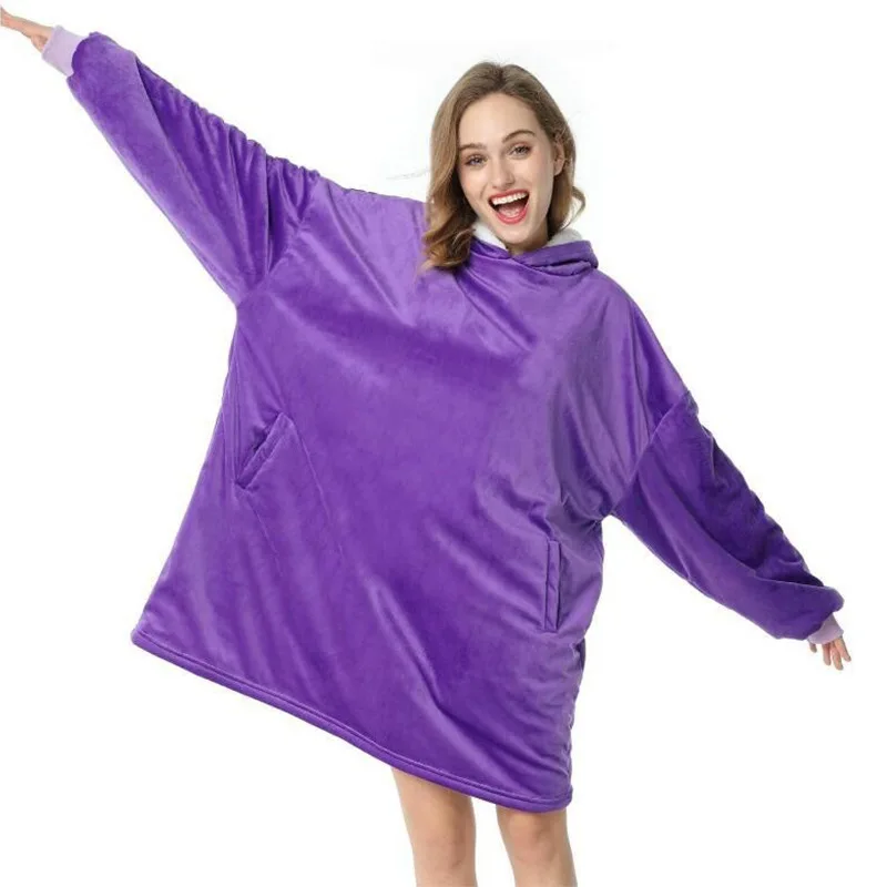 MU Eco friendly hoodie blanket casual TV warm lazy blanket hoodies femmes oversize wearable blanket for sale