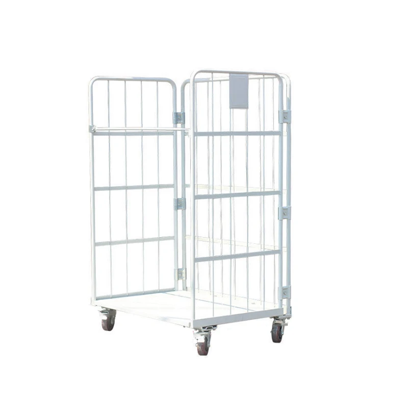 Material Handling Movable Container Transport Storage Steel Roll Cage Buggy With Wheels