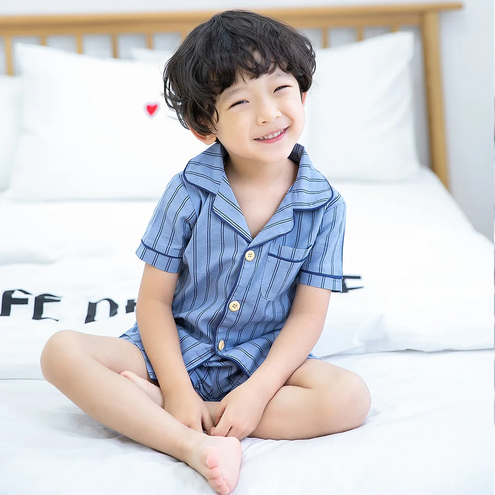 
wholesale striped pyjamas 2 piece set children cotton pyjamas 