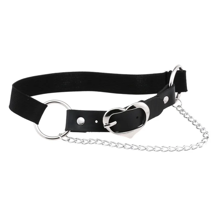Girls Gothic Punk Peach Heart Chain Leather Thigh Ring Personality Temperament  Adjustable Elastic Leg Garter Belt