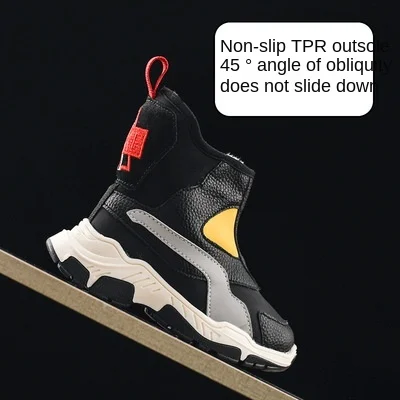 Зимняя новая спортивная обувь для мальчиков кожаная поверхность теплая водонепроницаемая утолщенная обувь для девочек с высоким берцем для снега детские короткие ботинки