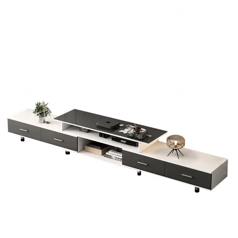 Premium Quality   Tv Stand Bright Black Wholesale Cabinet With Doors Luxury Living Room Home Furniture