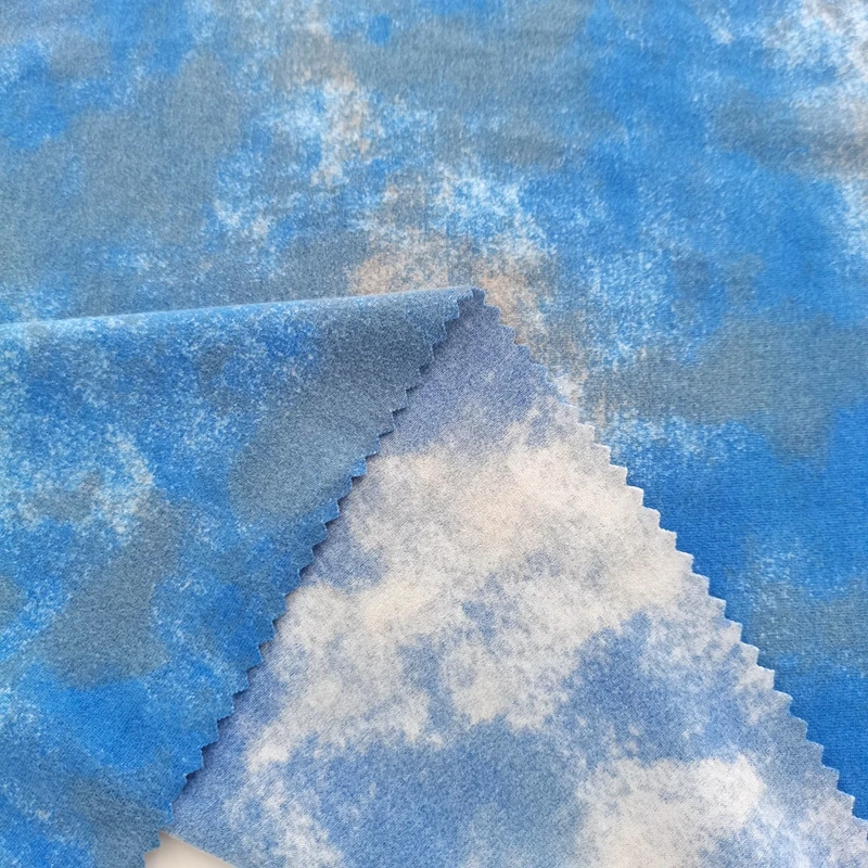 Shaoxing suppliers solids color custom 92% polyester 8% spandex dress single jersey stretchable tie dye jersey fabric