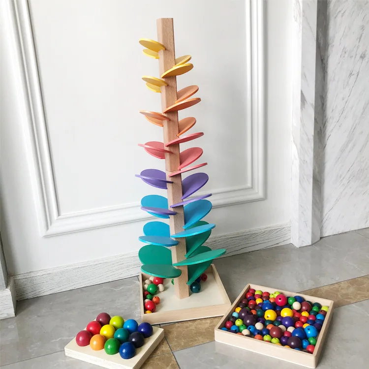 Educational Wooden Preschool Gift  Wooden Colorful Toys Petal Tree Building Blocks