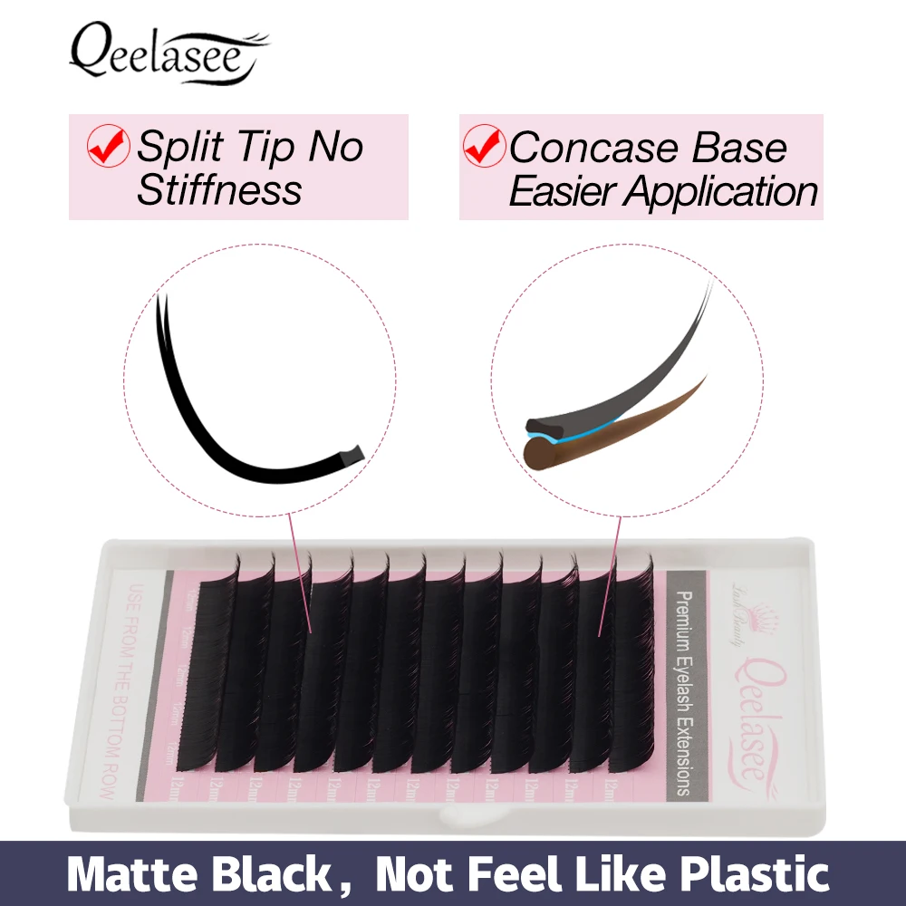 Qeelasee кашемировые норковые плоские ресницы для наращивания отдельные ресницы поставки частная этикетка корейский ПБТ наращивание ресниц поставщик шелк
