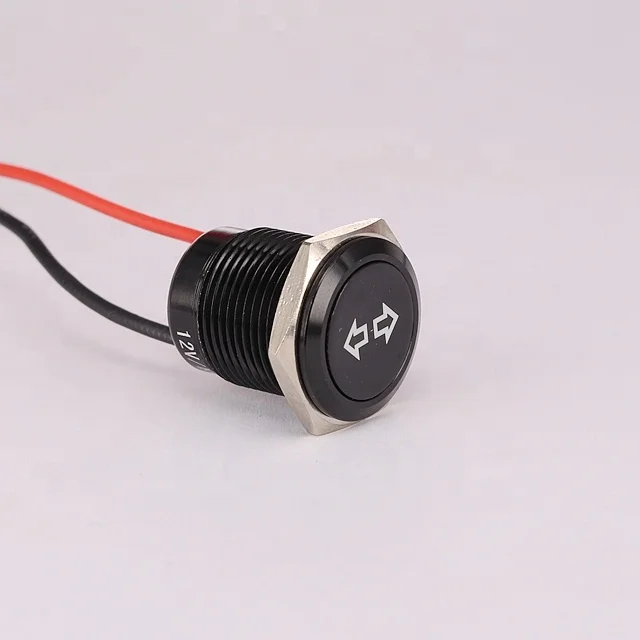 12mm 16mm 19mm Black Aluminum Waterproof IP68  Motorcycle LED Indicator Light With Cable