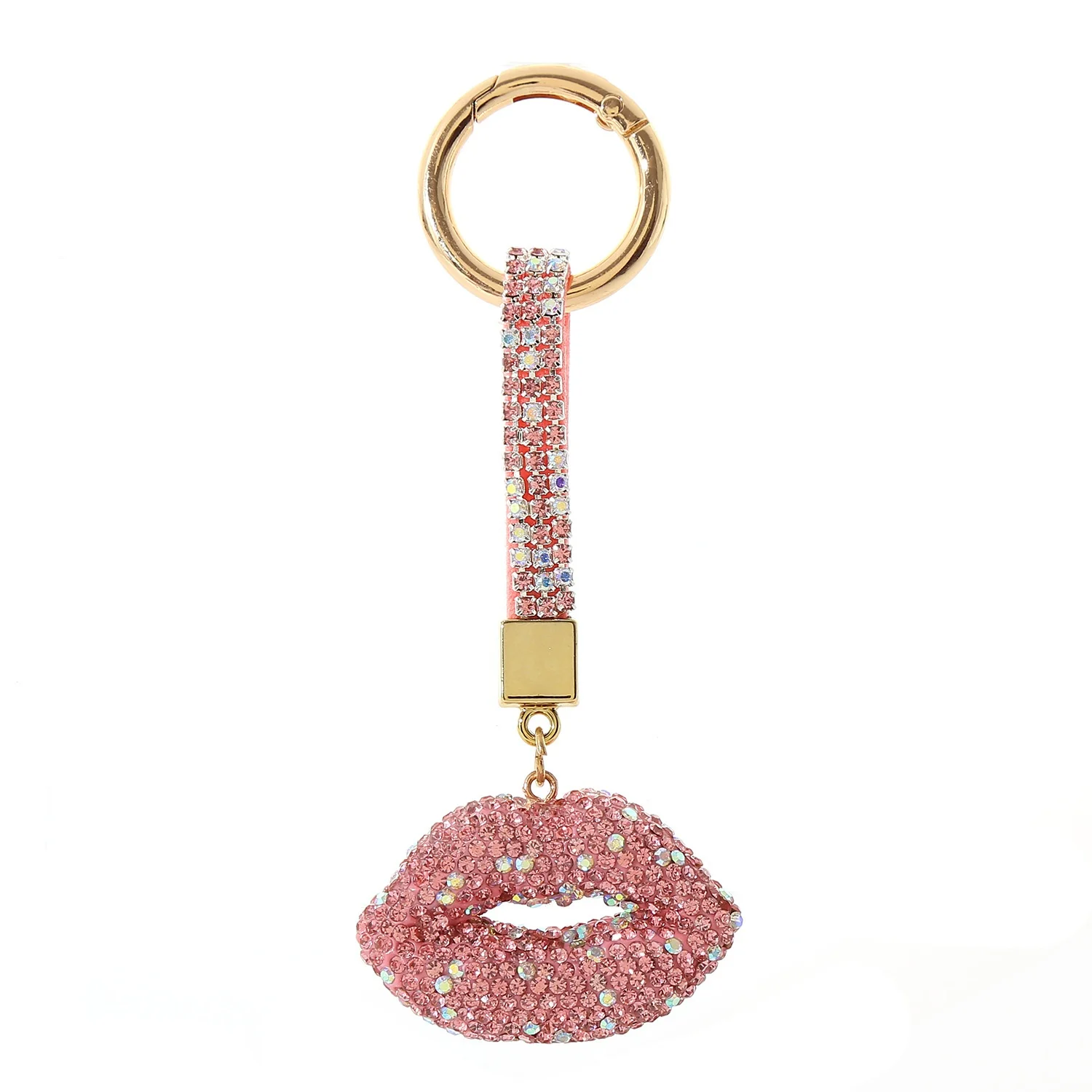 Creative Lip Shape Diamond Rhinestone Keychain Custom Personalized Metal Keychain