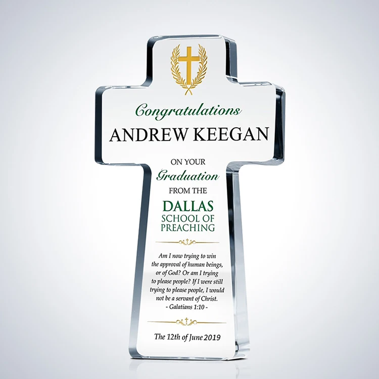 christian gift Crystal cross standing for Religious decoration