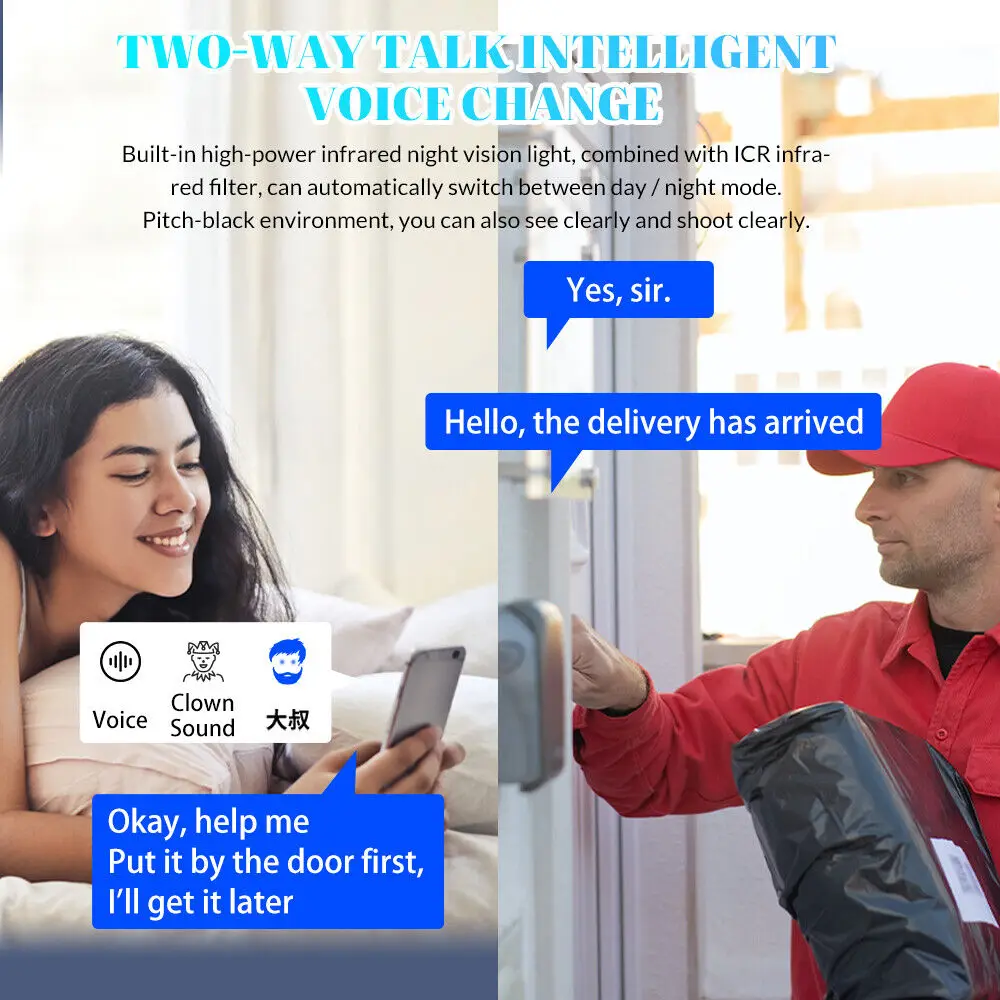 X3 Smart Video Door Bell 2.4GHz Two-way WiFi Wireless Rechargeable 1080P HD Doorbell Security Camera Monitor Voice Change