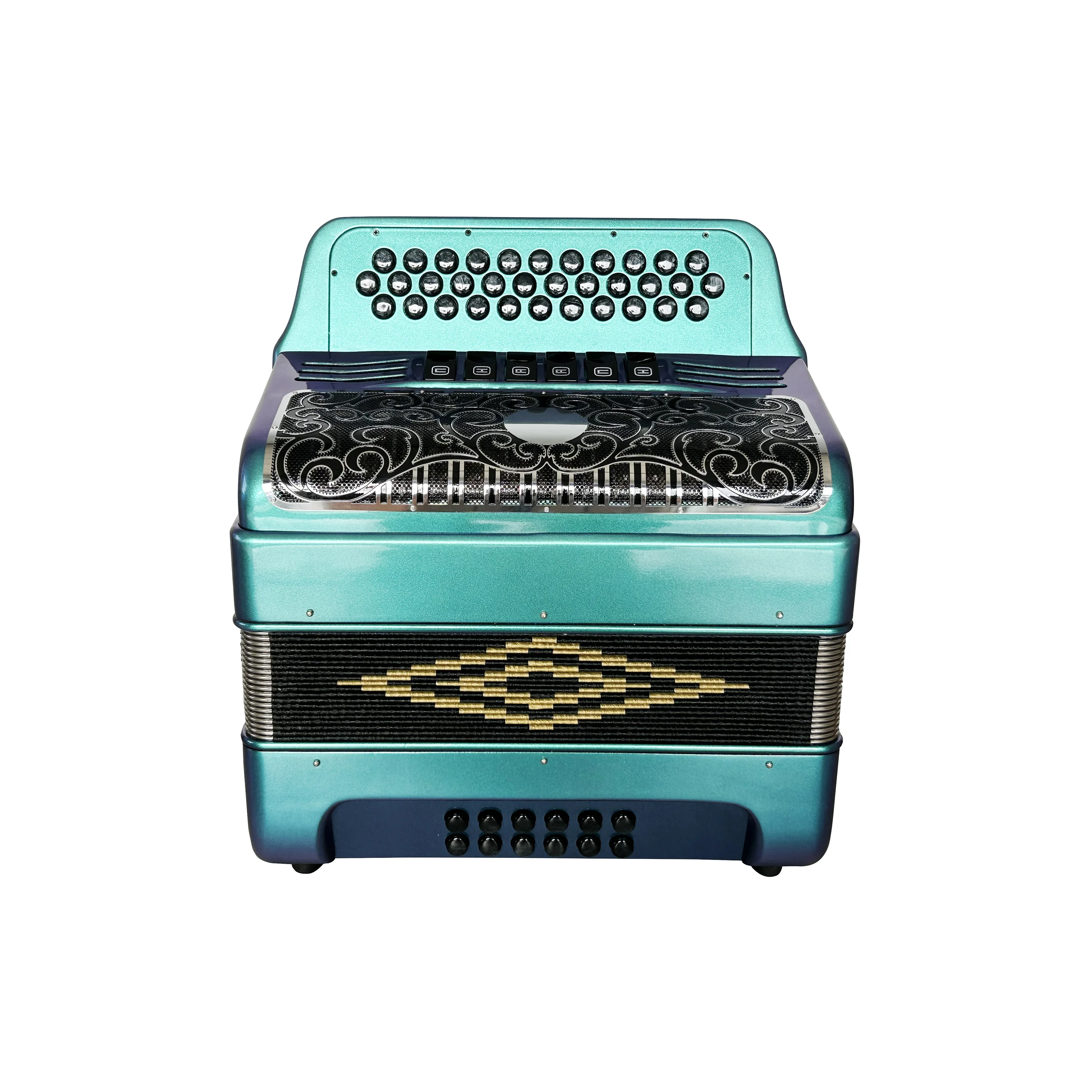 SEASOUND 34 Buttons 12 Bass 6 Registers Green Chameleon Black Silver Grill Accordion Black Buttons  Acordeon Musical JB3412E