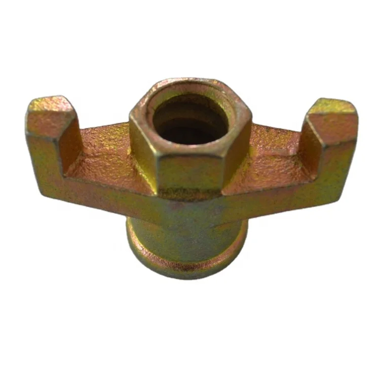 Golden Galvanized Concrete wall formwork casting tie bar wing nut 15/17mm tie rod nut