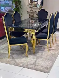 2021 new modern stainless frame marble top dining table chairs set 6 chairs 8 chairs living room furniture set