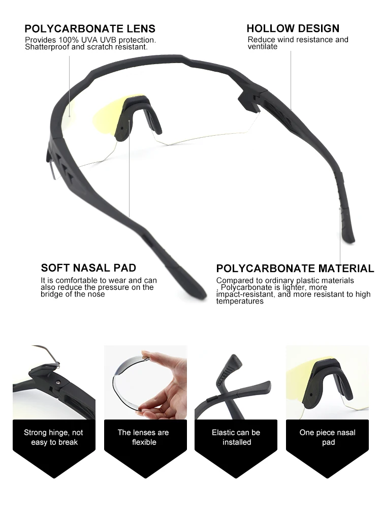 New Arrival oversized PC/TR frame UV400 outdoor sunglasses sport glasses for men