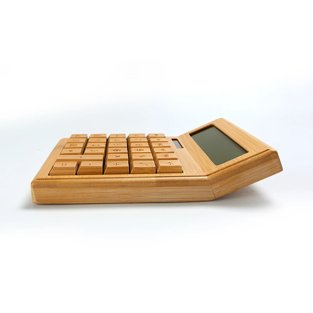 Wholesale Bamboo Wooden Solar Calculators LCD Writing Board 8 Inch Writing Tablet With Solar Scientific Calculator