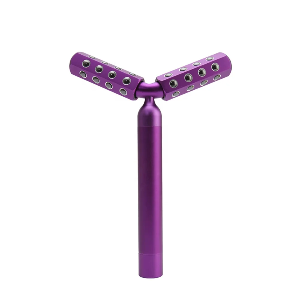 KKS AA battery powered double rollers y shape electric facial lift body germanium face massage uplift roller