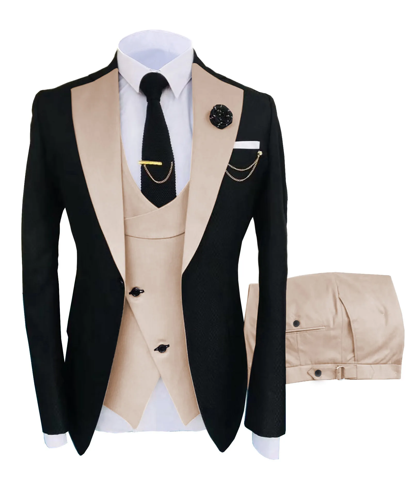 Wholesale 3 Piece Set Business Coat Vest Pants Male Suits Men Wedding Suit Blazer Hombre
