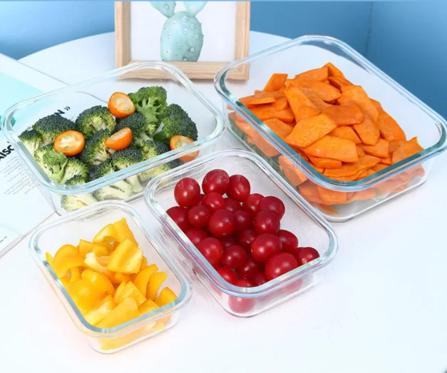 Custom Microwave Oven Safe Glass Food Container Leakproof Bento Lunch Box Meal Prep Storage Food Container