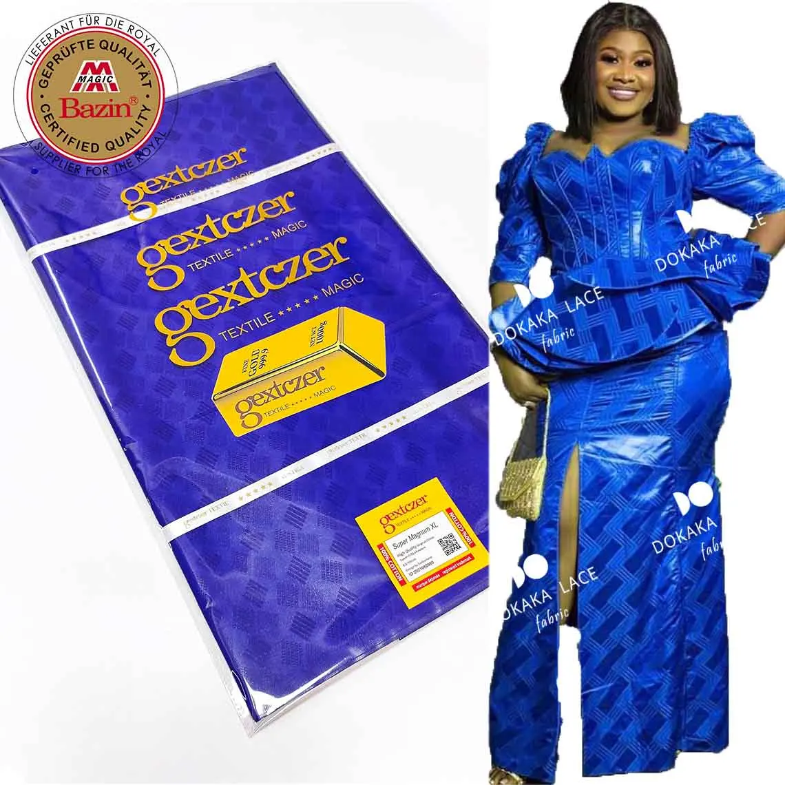 Royal Blue Shiny  Bazin Riche Brocade for Senegal Women or Men Daily Clothing Top Quality 100% Cotton Bazin Riche Lace Fabrics