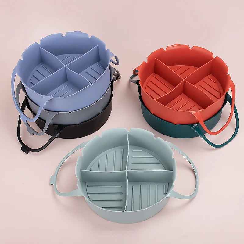 2023 top seller  Custom Reusable Digital Food safe divided 4 parts Airfryer Basket silicone pot silicone air fryer liners