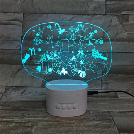 
Newest Acrylic Gifts Rechargeable Wireless Speaker Night Light Lamp Touch Control Merry Christmas 3D LED Night Light 
