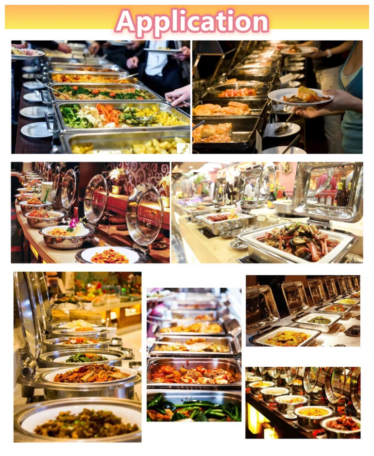 Luxury gold color wedding stainless steel brass serving chef chafing dish food warmer chaffing dishes copper gold buffet set pan
